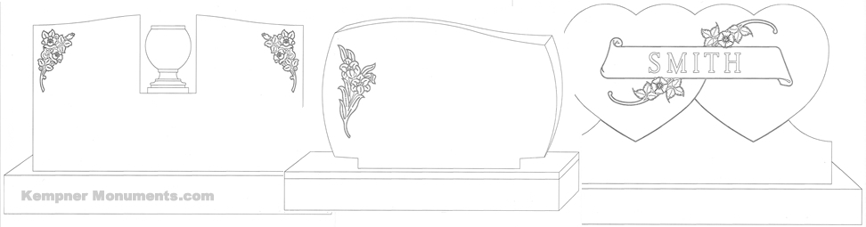 Headstone Pattern Concepts,Kempner Monuments Designs by Monucad Computer Systems / kempnermonuments.com